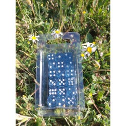 Kit De 36 Des 6 - Bleu Transparent . Paillette Et Print Blanc .en Blister