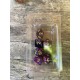 Set de 7 dés pailletés noirs et violets encre dorée