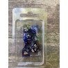 Set de 7 dés pailletés bleu nuit et noir encre dorée