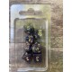 Set de 7 dés pailletés noirs encre dorée