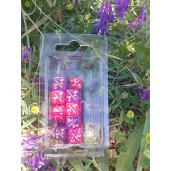 Blister De 16 Dés Marqueurs Pour Jcc De 12mm Paillette Rose Print Blancpaillette Violet Print Or