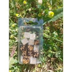 Blister De 16 Dés Marqueurs Pour Jcc De 12mm Paillette&nbsp;blanc Print Or .perle Noiror Print Or