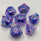 Blister Kit De 7 Des Résine. Oeil Violet Mouvant. Rose Translucide . Print Bleu