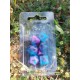 Set De 7 Dés Bicolores Bleu Violet Phosphorescents Encre Noire