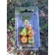Set De 7 Dés Bicolores Orange Jaune Phosphorescents Encre Noire