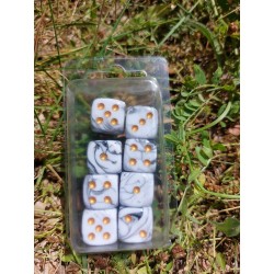 Blister Kit De 8 Des 6 Faces Nacré Blanc Noir .print Doré De 16mm