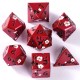Kit De 7 Dés Métalliques . Face Fleur Blanche De Cerisier .fond Rouge . Print Noir