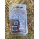 Kit De 7 Dés Métalliquesface Ecaille Enchaînée . Teinte Cuivre Fond Bleu