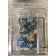 Set de 7 dés pearl pailletés bleu et or foncé encre dorée