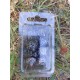 Kit De 7 Dés Métalliques Entrelacés Teinte Argent Sombre & Tacheté Couleur Sang