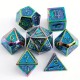 Kit De 7 Dés Métalliques Rétros Classiques Bleu électrique