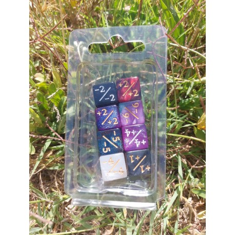 blister de 8 dés marqueurs pour JCC, couleurs aléatoires de 16 mm 