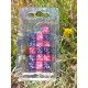 Blister De 16 Dés Marqueurs Pour Jcc De 12mm Paillette Rose Print Blanc Paillette Bleu Violet Print Or
