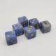 Blister Kit De 6 Des 6 Faces Nacré Bleu Blanc .print Doré Motif Coeur De 16mm