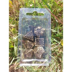 Kit De 7 Dés Métalliques Entrelacés Creux Teinte Bronze