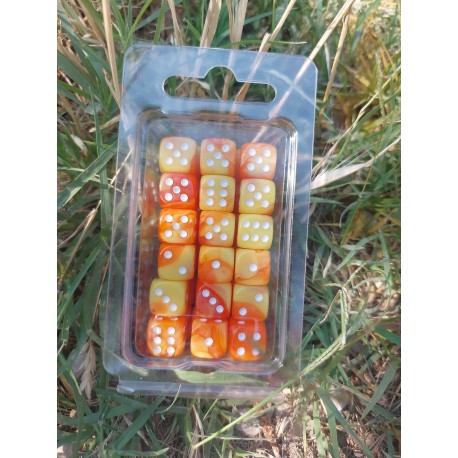 Kit De 36 Des 6 - Orange Jaune Perle Print Blanc En Blister