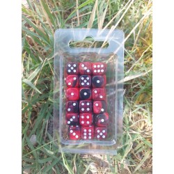 Kit De 36 Des 6 - Rouge Noir Perle Print Blanc En Blister