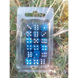 Kit De 36 Des 6 - Bleu Noir Perle Print Blanc En Blister