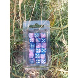 Kit De 36 Des 6 - Bleu Rose Perle Print Blanc En Blister