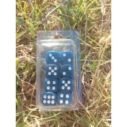 Blister Kit De 8 Des 6 Faces Bleu Foncé .print Blanc De 16mm