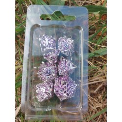 Kit De 7 Dés Métalliques Type Hellguard Teinte Argenté Reflets Violets