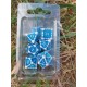 Kit De 7 Dés Métalliques .face Ecaille Enchaînée . Teinte Argenté Fond Bleu