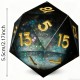 D20 De 5.5 Cm En Résine Couleur Fumé . Print Or . Paillettes Argentées Mouvantes