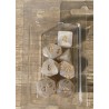 Set de 7 dés pailletés blancs encre dorée