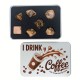 Set De 7 Dés Coffee Marron Et Rose Pâle . Print Or Dans Boîte