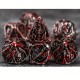 Kit De 7 Dés Métalliques Creux Faces Squelette. Argenté Tacheté De Sang