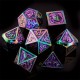 Kit De 7 Dés Métalliques Rétros Classiques Multicolore étincelant Fond Violet Paillettes
