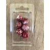 set de 7 dés marbrés blancs et rouges encre dorée