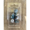 set de 7 dés marbrés blancs et bleus encre dorée