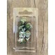 set de 7 dés marbrés blancs et verts encre dorée