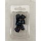 set de 7 dés opaques noirs écriture gothique encre bleue