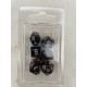 set de 7 dés opaques noirs écriture gothique encre blanche