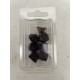 set de 7 dés opaques noirs écriture gothique encre violette