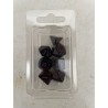 set de 7 dés opaques noirs écriture gothique encre violette