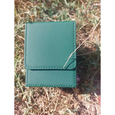 Boîte De Rangement Verte Pour Cartes . .feutrine Intérieure Grise .