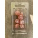 set de 7 dés pearl rose saumon écriture gothique encre blanche