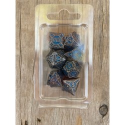 Kit De 7 Dés Métalliques Forge Des Sommets.metal Gris Fond Turquoise étincellant