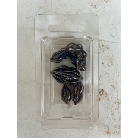 Kit De 7 Dés Métalliques Creux Graine Couleur Argent Print Bleu