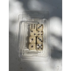 Blister Kit De 8 Des 6 Faces Nacré Ivoire .print Noir Type Cible De 16mm
