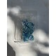 Kit De 7 Dés Métalliques Creux Faces Feuilles . Argenté & Bleu