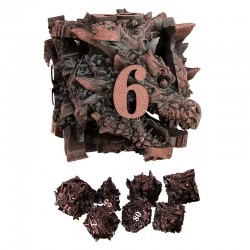 Kit De 7 Dés Métalliques Type Hellguard Teinte Cuivre & Sombre
