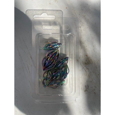 Kit De 7 Dés Métalliques Creux Graine Multicolor étincelant Print Blanc