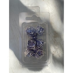 Kit De 7 Dés Métalliques Creux Faces Feuilles . Argenté & Violet