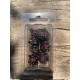 Kit De 7 Dés Métalliques Type Hellguard Teinte Métal Sombre Print Rouge