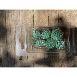 Kit De 7 Dés Métalliques Type Hellguard Teinte Argenté Reflets Verts