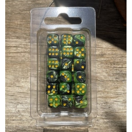Kit De 36 D6 vert prairie noir . Print jaune En Blister